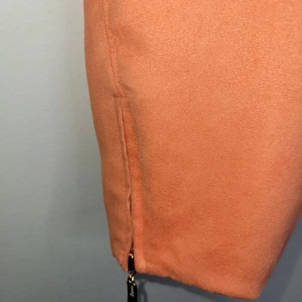 Evan-Picone Jacket Size Large Peach Long‎ Sleeve Pockets Faux Suede Zip Up